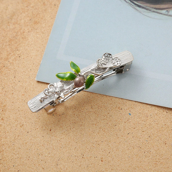 Wholesale Women's Zinc Alloy Handmade Butterfly Leaf Hairpin Hair Accessories Spring Clip