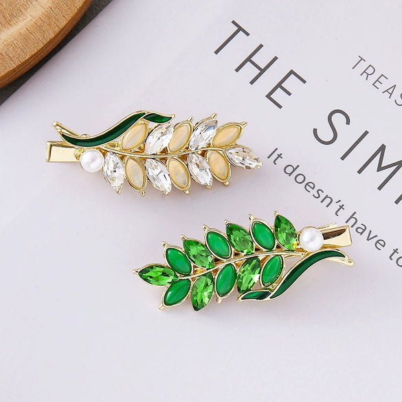 Wholesale Women's Zinc Alloy Handmade Elegant Duck Bill Clip Hair Accessories With Wheat Ears Pattern