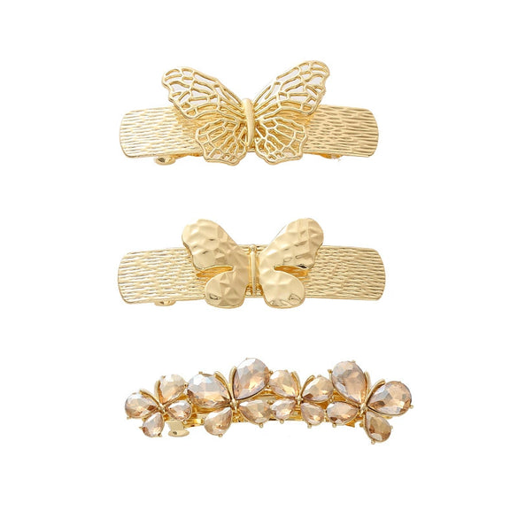 Wholesale Women's Zinc Alloy Hollow Metal Bow Spring Clip Hairpin With Electroplating And Baroque Style And Rhinestones