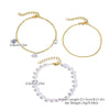 Wholesale Women's Zinc Alloy Multilayer Bracelet Retro Simple Style With Heart And Geometric Patterns Electroplated