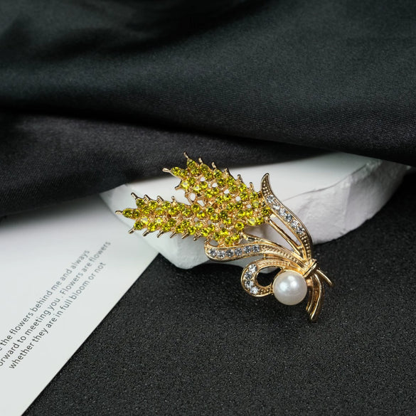 Wholesale Women's Zinc Alloy Wheat Spike Leaf Fashion Brooch With Electroplating