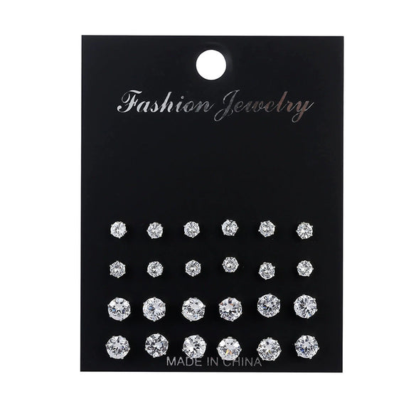 Wholesale Women's Zircon Earrings Set Zinc Alloy Geometric Style Diamond Design
