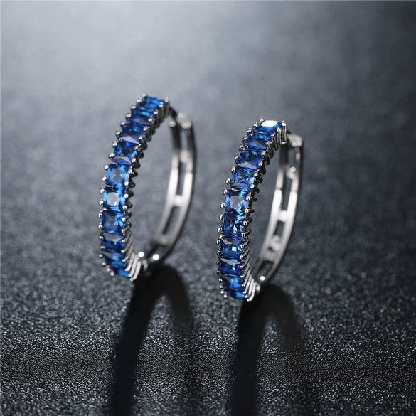 Wholesale Women's Zircon Earrings With Large Circle Shape And Single Row Crystal Featuring Flower Pattern And Electroplating Treatment