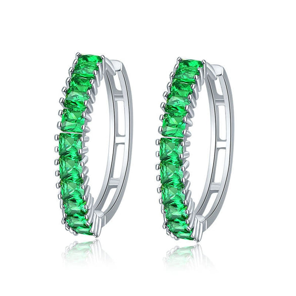 Wholesale Women's Zircon Earrings With Large Circle Shape And Single Row Crystal Featuring Flower Pattern And Electroplating Treatment