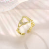 Wholesale Women's Zircon Heart Geometric Open Adjustable Ring