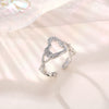 Wholesale Women's Zircon Heart Geometric Open Adjustable Ring
