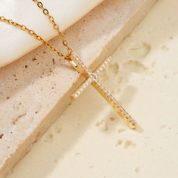 Wholesale Women's Zircon Multicolor Cross Twisted Chain Necklace Fashion Geometric Style
