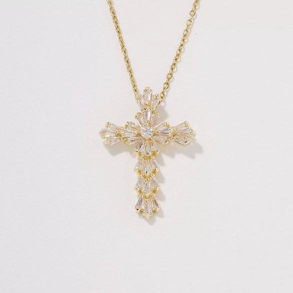 Wholesale Women's Zircon Multicolor Cross Twisted Chain Necklace Fashion Geometric Style