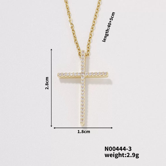 Wholesale Women's Zircon Multicolor Cross Twisted Chain Necklace Fashion Geometric Style