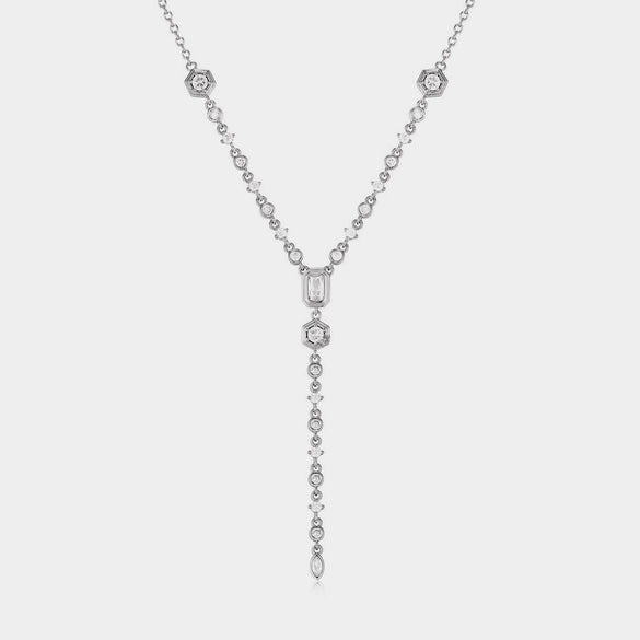 Wholesale Women's Zircon Pendant Necklace With Artificial Crystal And Copper Geometric Style Furnace Vacuum Plating And Electroplating Treatment