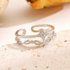 Wholesale Women's Zirconencrusted Copper Flower Ring Light Luxury Style