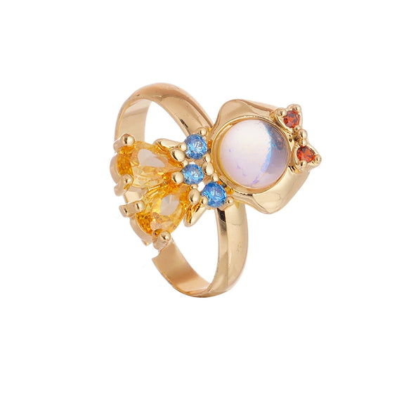 Wholesale Women's Zirconia Ring Copper Geometric Cartoon Characters Electroplated Style