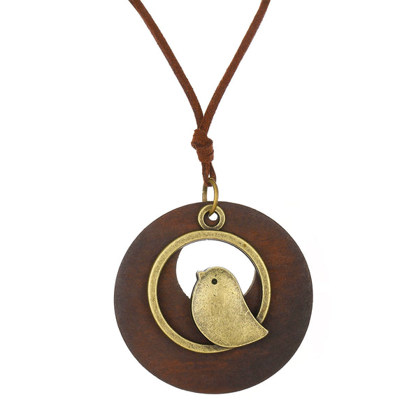 Wholesale Wooden Animal Zodiac Pendant Necklace Dripping Oil Treatment Long Sweater Chain