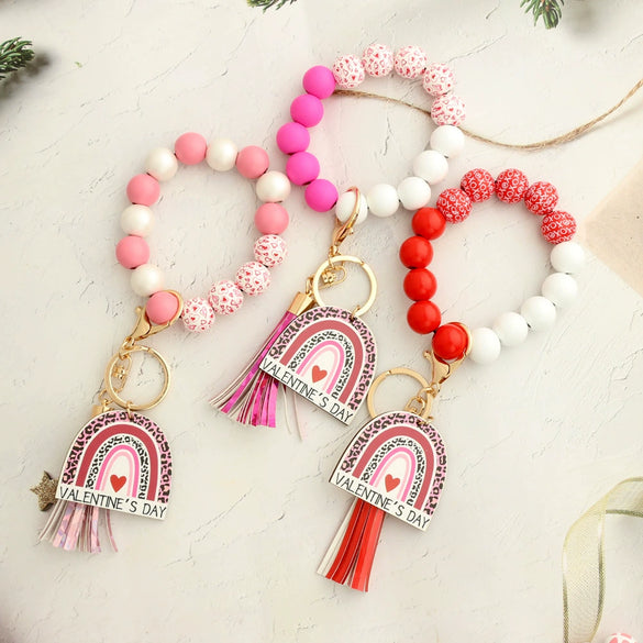 Wholesale Wooden Bead Love Bracelet With Keychain Modern Minimalist Style
