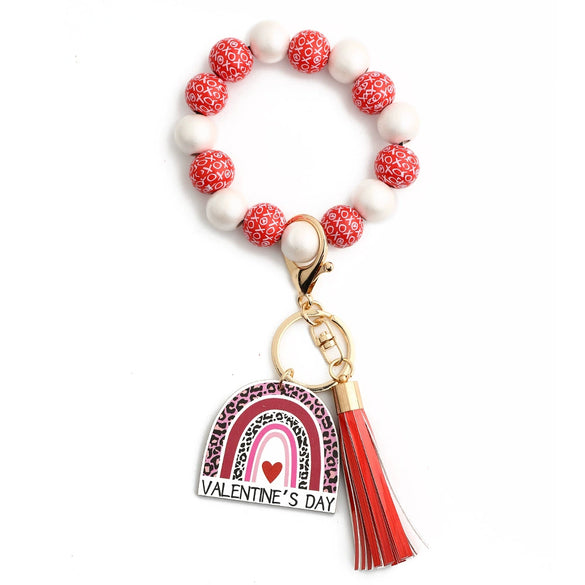 Wholesale Wooden Bead Love Bracelet With Keychain Modern Minimalist Style
