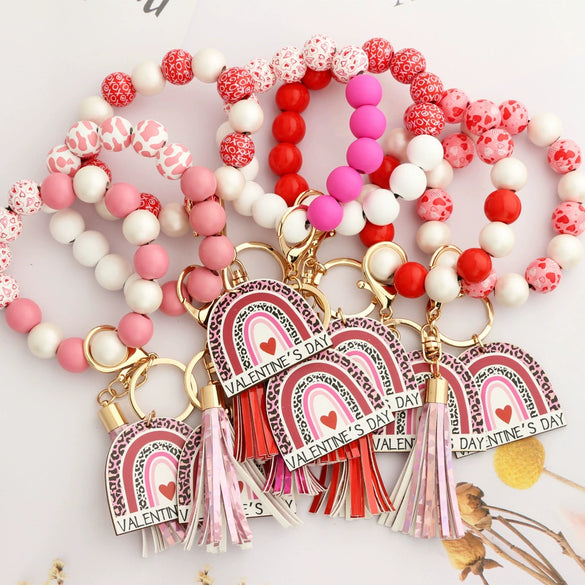 Wholesale Wooden Bead Love Bracelet With Keychain Modern Minimalist Style