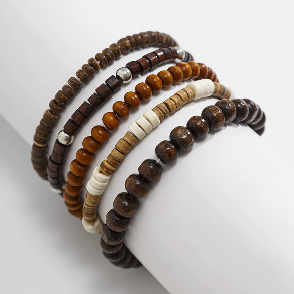 Wholesale Wooden Beaded Handmade Men's Hiphop Bracelet