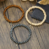 Wholesale Wooden Beads Alloy Handmade Geometric Cross Pendant Bracelet Set