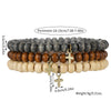 Wholesale Wooden Beads Alloy Handmade Geometric Cross Pendant Bracelet Set