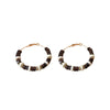 Wholesale Wooden Bohemian Retro Geometric Flower Beaded Earrings With Electroplating