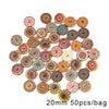 Wholesale Wooden Buttons With Multicolor Printing Flower And Totem Patterns Classic Retro Style