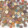 Wholesale Wooden Buttons With Multicolor Printing Flower And Totem Patterns Classic Retro Style