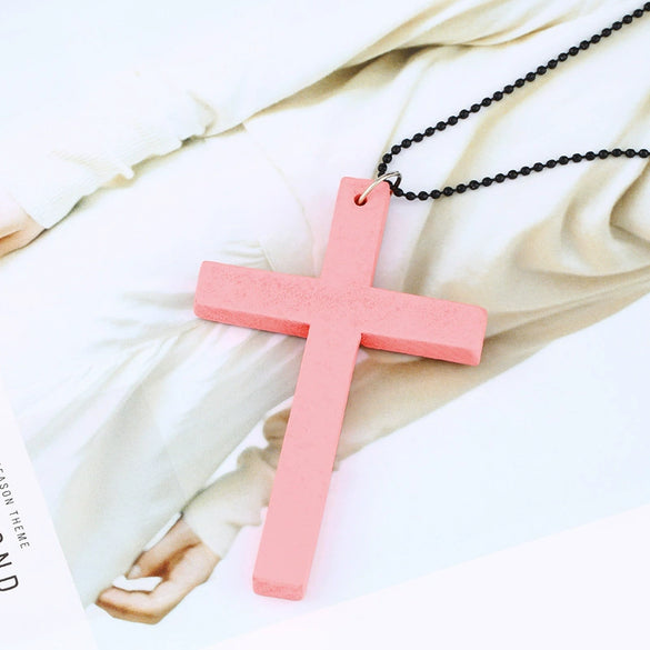 Wholesale Wooden Cross Simple Snake Bone Chain Necklace Accessories