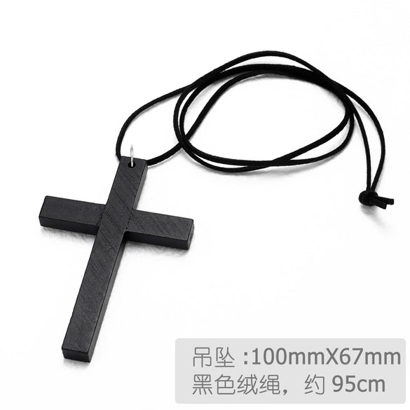 Wholesale Wooden Cross Simple Snake Bone Chain Necklace Accessories