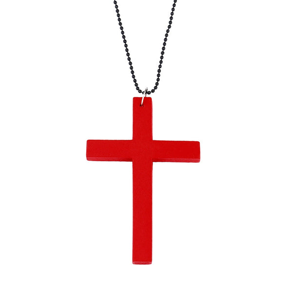 Wholesale Wooden Cross Simple Snake Bone Chain Necklace Accessories