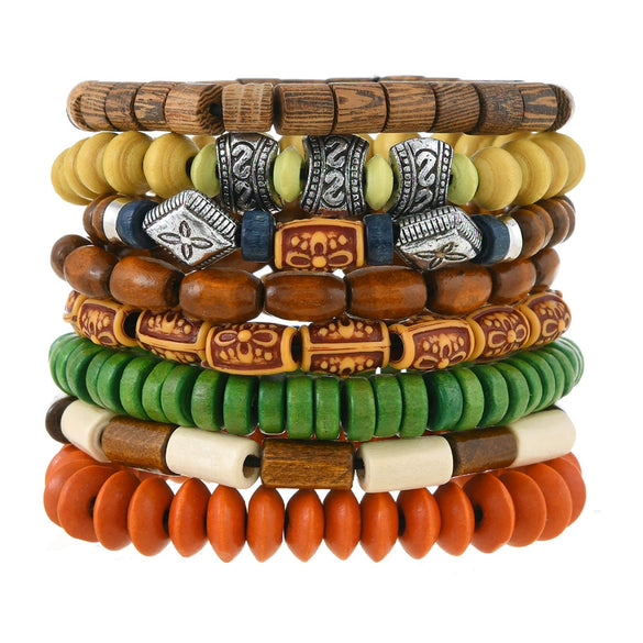 Wholesale Wooden Geometric Bead Bracelets Simple Handmade Unisex Style