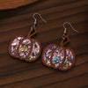 Wholesale Wooden Gothic Cartoon Ghostface Pumpkin Pendant Earrings With Printing And 14K Gold Ear Needles For Women