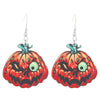 Wholesale Wooden Gothic Cartoon Ghostface Pumpkin Pendant Earrings With Printing And 14K Gold Ear Needles For Women