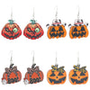 Wholesale Wooden Gothic Cartoon Ghostface Pumpkin Pendant Earrings With Printing And 14K Gold Ear Needles For Women