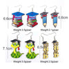 Wholesale Wooden Handmade Drop Shape Geometric Letter Printed Pendant Earrings For Women