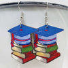 Wholesale Wooden Handmade Drop Shape Geometric Letter Printed Pendant Earrings For Women