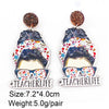 Wholesale Wooden Handmade Women's Earrings With Rainbow Apple Book Leopard Print Geometric Cartoon Characters Ushaped Letters Numbers Text Patterns