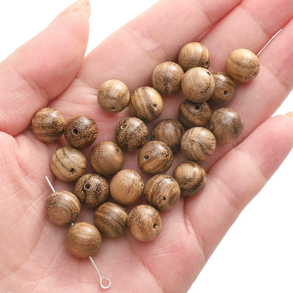 Wholesale Wooden Round Beads Antique Handmade Jewelry Bracelet Accessories With Oil Treatment And Geometric Style