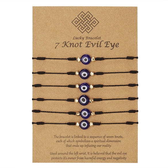 Wholesale Woven Adjustable Evil Eye Bracelet With Blue Eyes Handmade Cord Unisex And Women's