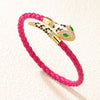 Wholesale Woven Open Bracelet Zinc Alloy Snakeshaped Vintage Rhinestone Snake Head Microinlay Animals Zodiac Style