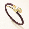 Wholesale Woven Open Bracelet Zinc Alloy Snakeshaped Vintage Rhinestone Snake Head Microinlay Animals Zodiac Style