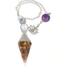 Wholesale Yoga Pendant With Natural Crystal Agate Stone Colorful Gravel In Resin Gold Handmade Geometric Hexagon Cone Shape
