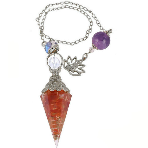 Wholesale Yoga Pendant With Natural Crystal Agate Stone Colorful Gravel In Resin Gold Handmade Geometric Hexagon Cone Shape