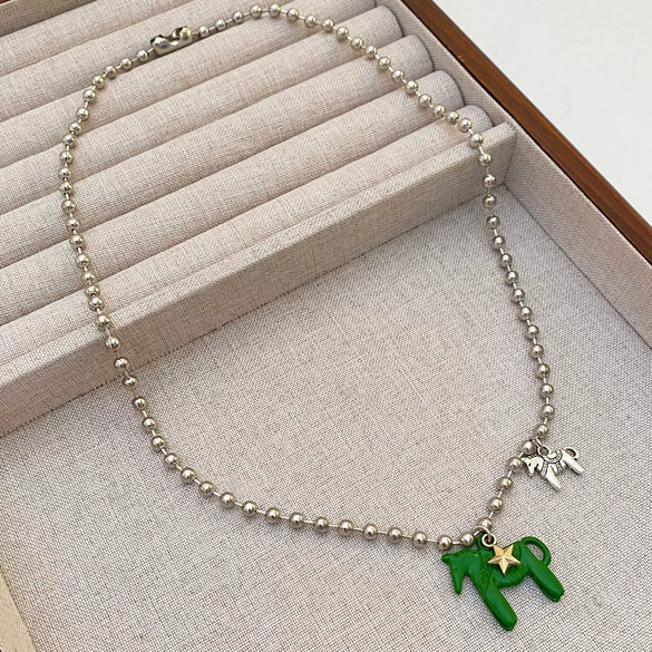 Wholesale Zinc Alloy Animal Zodiac Glazed Pony Pendant Necklace With Regular Chain And Electroplating Design