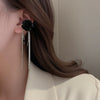 Wholesale Zinc Alloy Black Rose Long Tassel Electroplating Light Luxury Women's Earrings