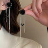 Wholesale Zinc Alloy Black Rose Long Tassel Electroplating Light Luxury Women's Earrings