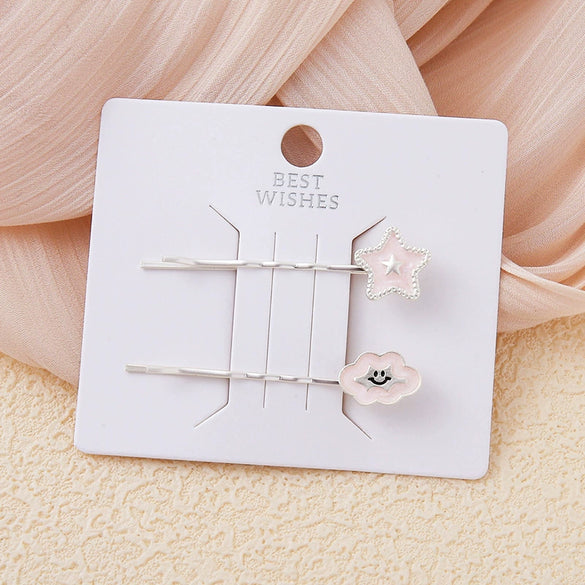 Wholesale Zinc Alloy Blue Star Cat Cloud Women's Cartoon Style Electroplated Hairpin