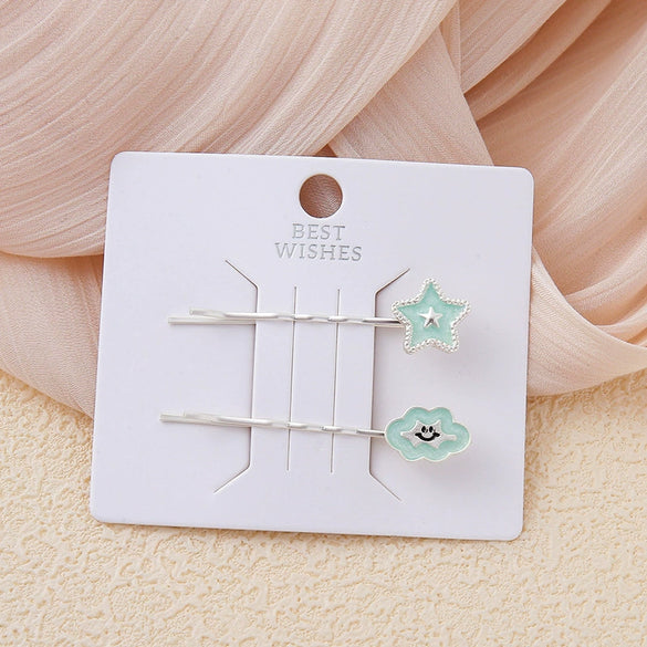 Wholesale Zinc Alloy Blue Star Cat Cloud Women's Cartoon Style Electroplated Hairpin