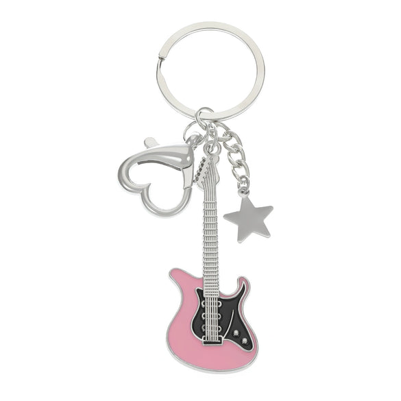 Wholesale Zinc Alloy Electric Guitar Star Bass Keychain Pendant With Electroplating Treatment Y2k Retro Style