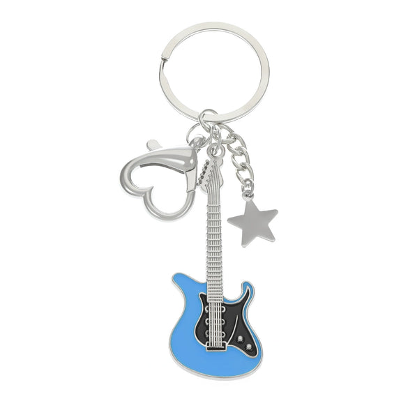 Wholesale Zinc Alloy Electric Guitar Star Bass Keychain Pendant With Electroplating Treatment Y2k Retro Style
