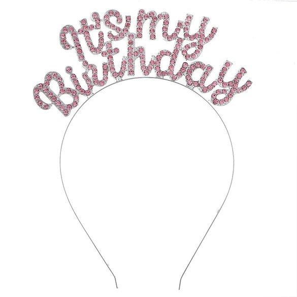 Wholesale Zinc Alloy Electroplated Geometric Simple Style Rhinestone Letter Headband For Women